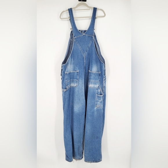 Vintage 90s Carhartt Loose Fit Denim Overalls Work Worn Distressed Blue 42 x 30 - Picture 14 of 15